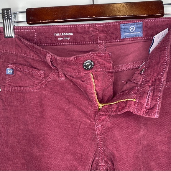 AG - Adriano Goldschmed Maroon Corduroy 'The Legging Super Skinny' Mid-Rise Pant - Picture 8 of 16